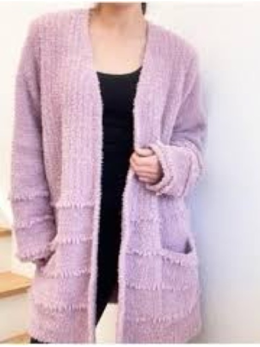 Barefoot Dreams Cozychic Boardwalk Open-Front Pocket Cardigan in Mauve/Orchid